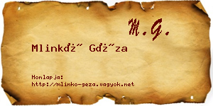 Mlinkó Géza névjegykártya