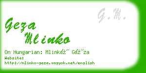 geza mlinko business card